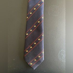 Gucci navy red stripe tie with bee logo